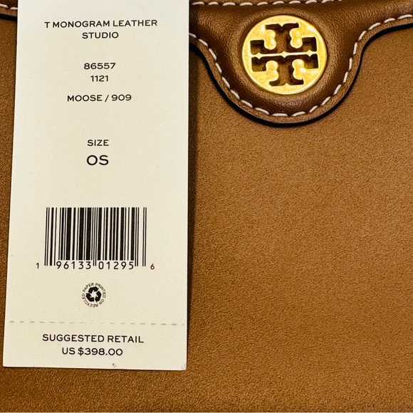 Tory Burch T Monogram Leather Studio Bag in Moose Brown - Picture 16 of 16
